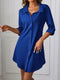Nina | Plain casual dress with a button and rolled-up sleeves