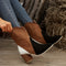 Chique dames enkellaarzen | Borduursel, vierkante neus, dikke hak, instap cowboystijl in fluweel & denim