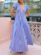 Anabela Wavy Stripe Maxi Dress with Bubble Sleeves