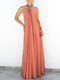 Emilia - Satin halter neck flared summer dress