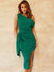 Clarissa - Asymmetric dress with slit and tie