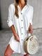 Sophie | Plain casual shirt dress with buttons and long sleeves