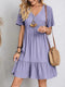 Saethryd - Ruffle V-Neck Mini Dress with Short Sleeves