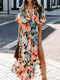 Karina - Women's dress with printed V-neck and slit