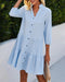 Checked dress with stand-up collar