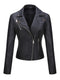 Sophie | Stylish faux leather motorcycle jacket with a zip collar