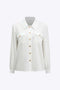 Delphine - Elegant Button Pocket Feminine Long Sleeve Shirt
