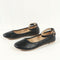 Nina | Black scalloped ballet shoes with ankle strap
