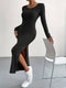 Lotte | Long knitted dress with slit
