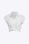 Vittoria - Minimalistische Opgerolde Mouw Geknoopte Zoom Dames Shirt