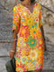 Women's Floral Print Dress with V-Neck