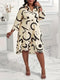 Feline | Plus size abstract print shirtjurk met elegante V-hals