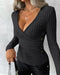 Aleyna - Elegant Fitted Top with Deep Neckline