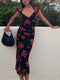 Júlia - Midi dress with floral print and ruffles on the sides