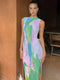 Constance - Monet garden print sleeveless long dress