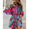 Babette | V-neck dress with batwing sleeves and ruffles