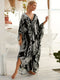 Barbara | Beach dress with chain and plant print