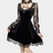 Genoveva - Velvet Elegance with Lace Sleeves Dress