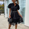 Sidra - Elegant lace dress with puffed sleeves and a tie belt