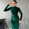 Elliana | Elegante Velours Midi Jurk met Lange Mouwen