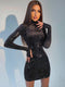 Zory - Black sequin mini dress for women