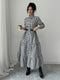 Kristina | Elegant Checked Maxi Blouse Dress with Button Closure