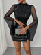 Mia | Elegante Glinsterende Top met Mesh Mouwen