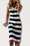 Paris - striped v-neck midi dress