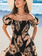 Olivia | Tropische Off-Shoulder Jurk met Gelaagde Ontwerpen