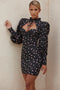 Raven | Elegante Mini Jurk met Bloemenprint en Pofmouwen