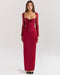 Florence - Long dress with long sleeves in wine red and lace