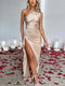 Daline - One-Shoulder Satin Dress with Split