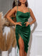 Tama - Long satin dress with ruffles