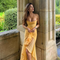 Julia - Long casual lace strapless dress with straps for women