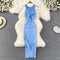 Gutruna - Midi dress with slit for women