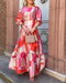 Rocka - Rode jurk met lange mouwen en print