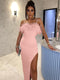 Karla - Lined dress with slit and thin straps