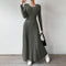 Sydney | Elegante Geribbelde Maxi Jurk met Lange Mouwen