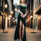 Paola - Elegant velvet rhinestone evening dress