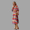 Aleiah - Colorful herringbone midi dress with belt