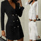 Jinora - Black Linen Blazer Dress