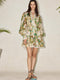 Alisa - Printed, striped mini shirt dress with lace trim