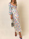 Ricarda - Sweetheart split printed maxi satin dress with dots
