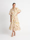 Elva maxi shirt dress with lace trim and puff sleeves