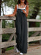 Nina | Effen zwarte denim tuinbroek