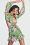 Bery mini dress with embroidered lace and cutouts