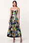 Karly printed flared maxi dress with belt