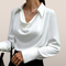 Celeste – Satin Blouse with Waterfall Neckline