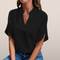 Dames Blouse met V-Hals en Korte Mouwen – Losvallende Casual Top