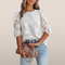 Dames Blouse – Semi Transparant Design met Puff Mouwen en Bloemenreliëf